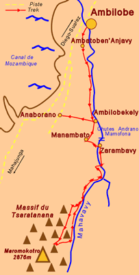 Itinéraire de trek entre Ambilobe et le Massif du Tsaratanana dans la province de Diégo-Suarez