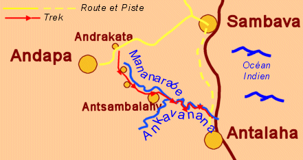 Itinéraire de trek entre Andapa et Antalaha