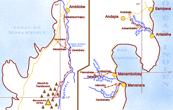 situation géographique des trek à Madagascar